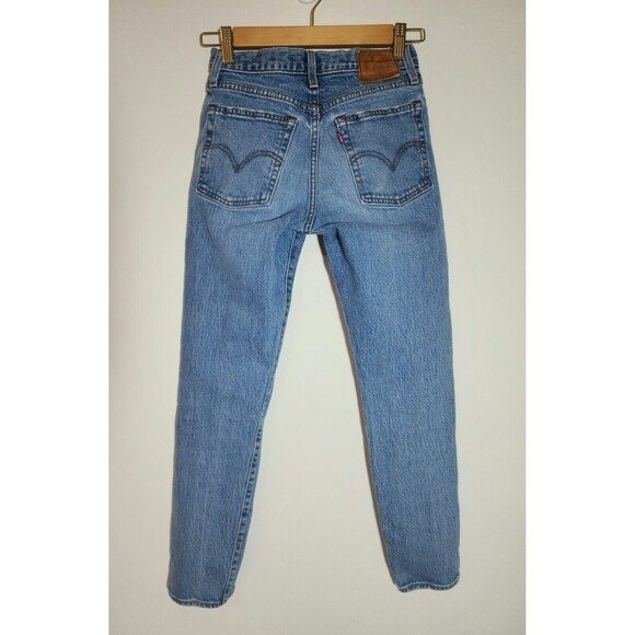 Levi's Womens Wedgie Jeans 24/27 Big E Button-Fly Blue Cotton-Spandex Distressed - Picture 6 of 16